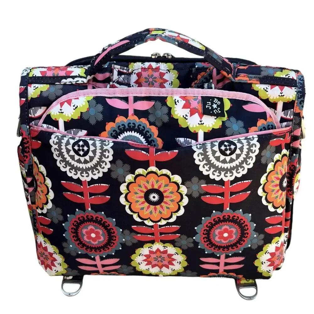 Ju-Ju-Be Dancing Dahlias Diaper Bag Large Structured Shoulder Tote No Straps